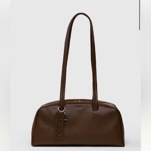 BAGGU Brown Recycled Leather Bowler Bag